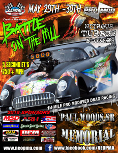 Battle On The Hill NEOPMA Pro Modified Drag Racing Series Flyer Capitol Raceway