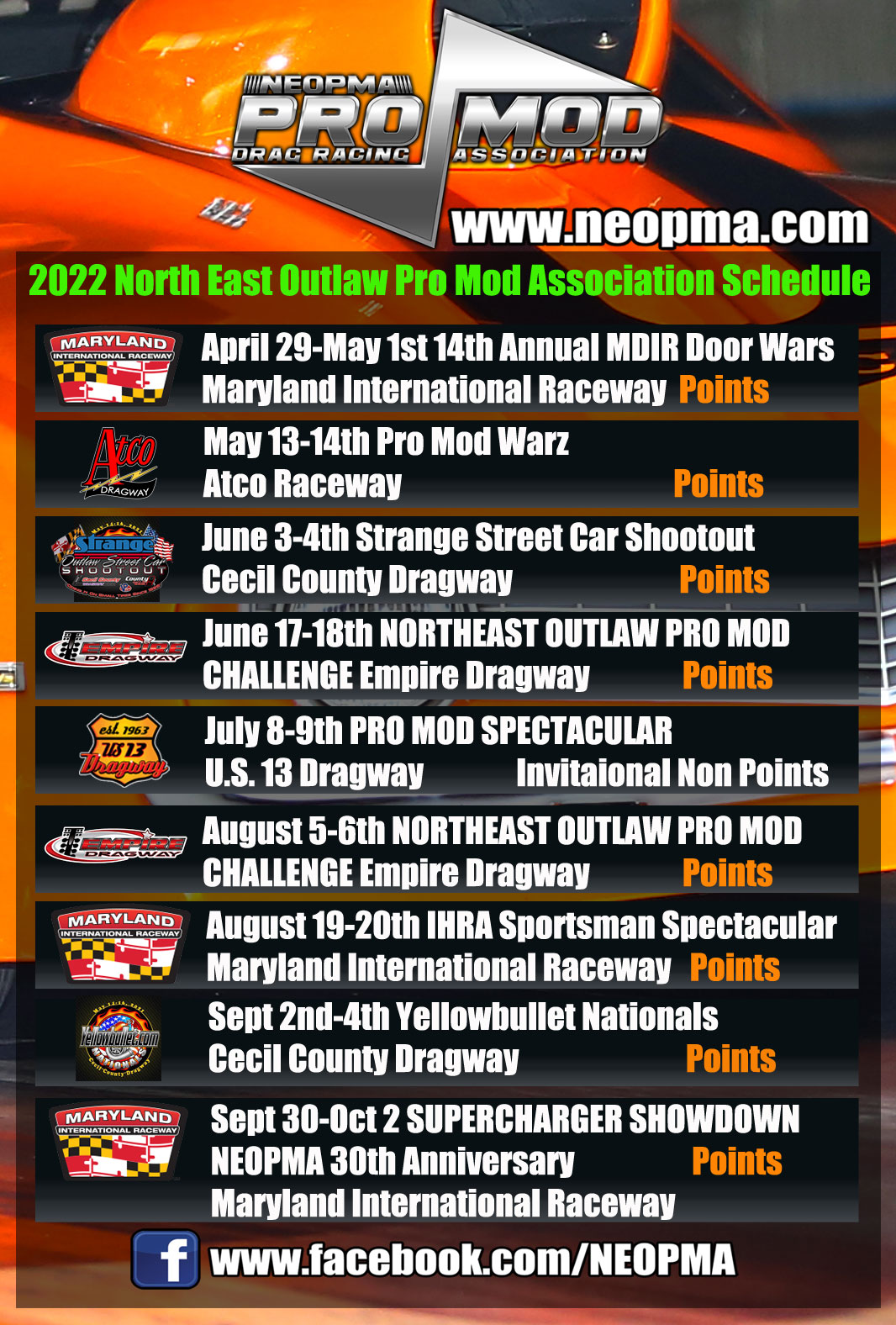 neopmapromodschedule2022 Northeast Outlaw Pro Mods