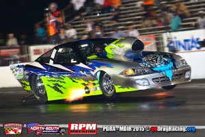 Rob Hunnicutt's nitrous Pro Mod entry flaming through another pass