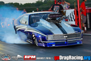 Number one NEOPMA points leader Kevin McCurdy powers through a burnout in his Camaro Pro Mod