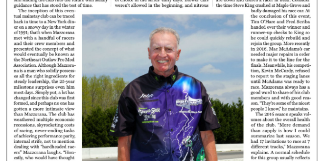 John Mazzorana And the Northeast Outlaw Pro Modified Association featured in Drag Illustrated January Issue