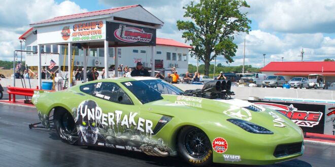 Tommy the Undertaker Gray Corvette Pro Mod at Empire Dragway