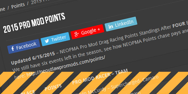NEOPMA Pro Mod Drag Racing Points